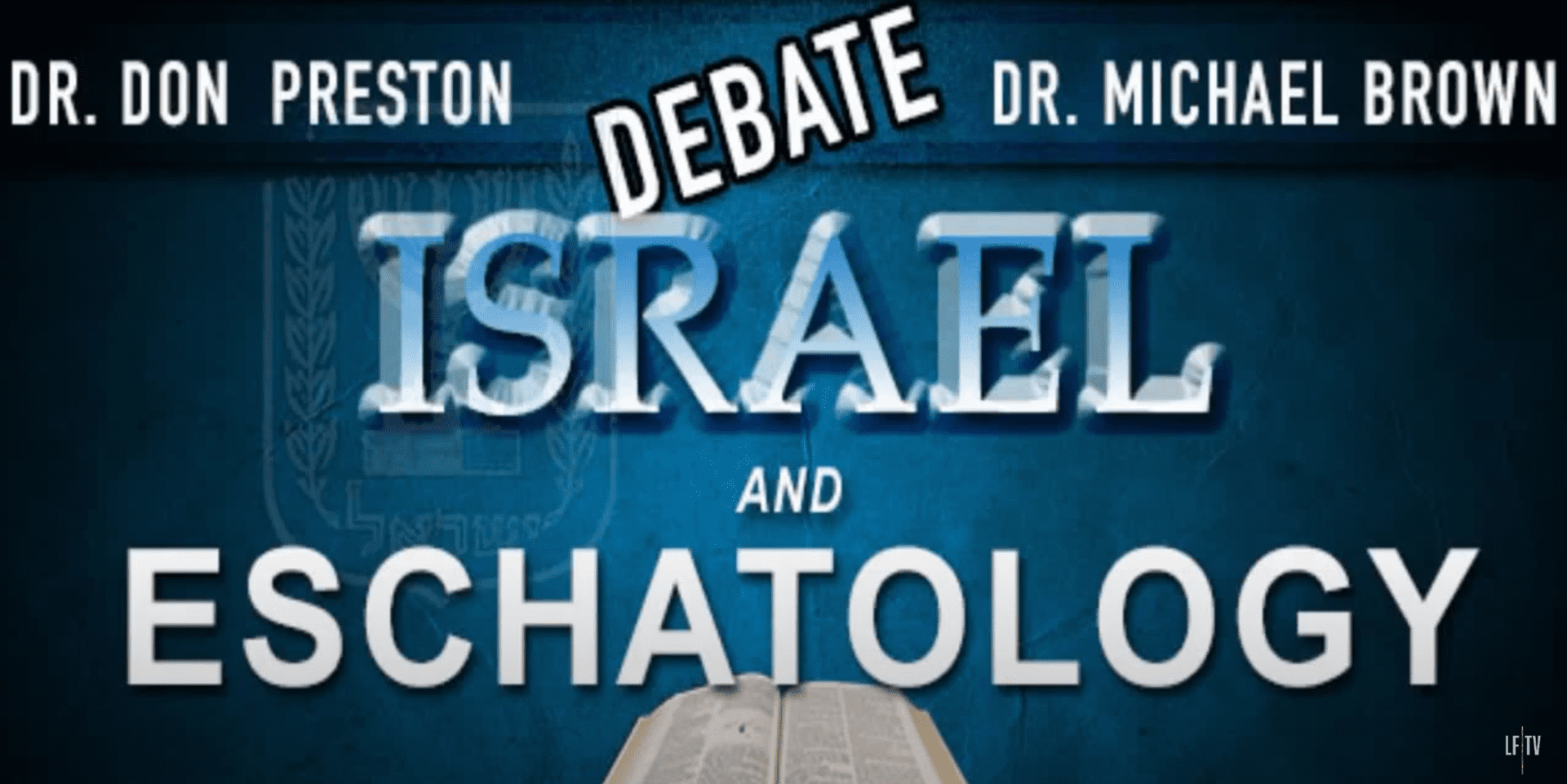 A blue background with the words " debate israel and chatolon ".