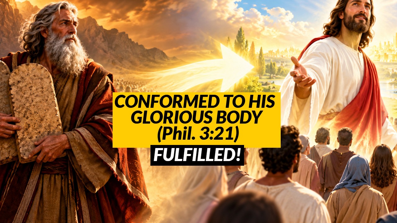 Depiction of the transformation of Israel from the old covenant body of Moses to the new covenant body of Christ.