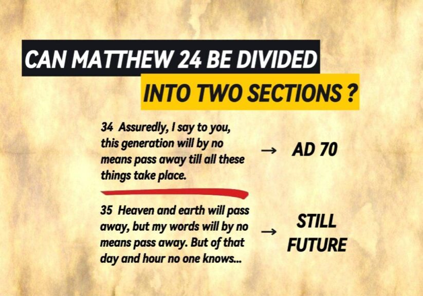 Can Matthew 24 Be Divided at verses 34 and 35, indicating already fulfilled and still future?