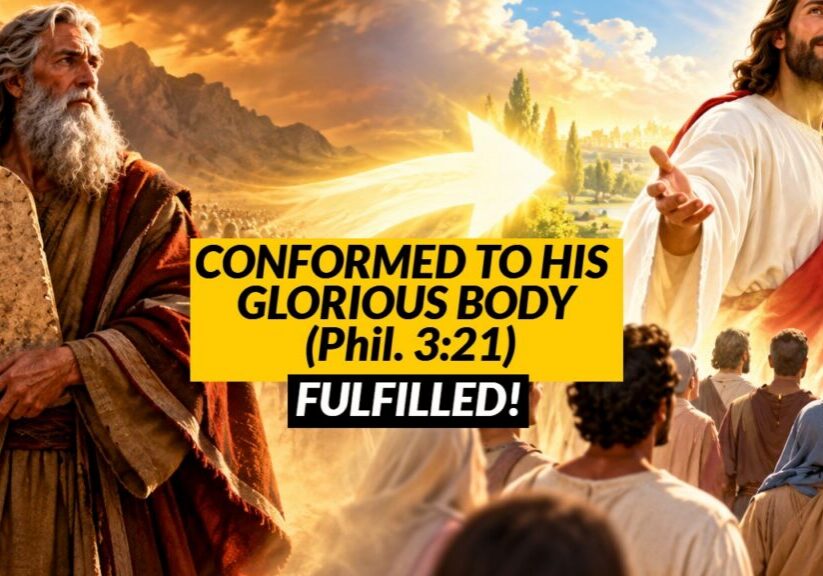 Depiction of the transformation of Israel from the old covenant body of Moses to the new covenant body of Christ.