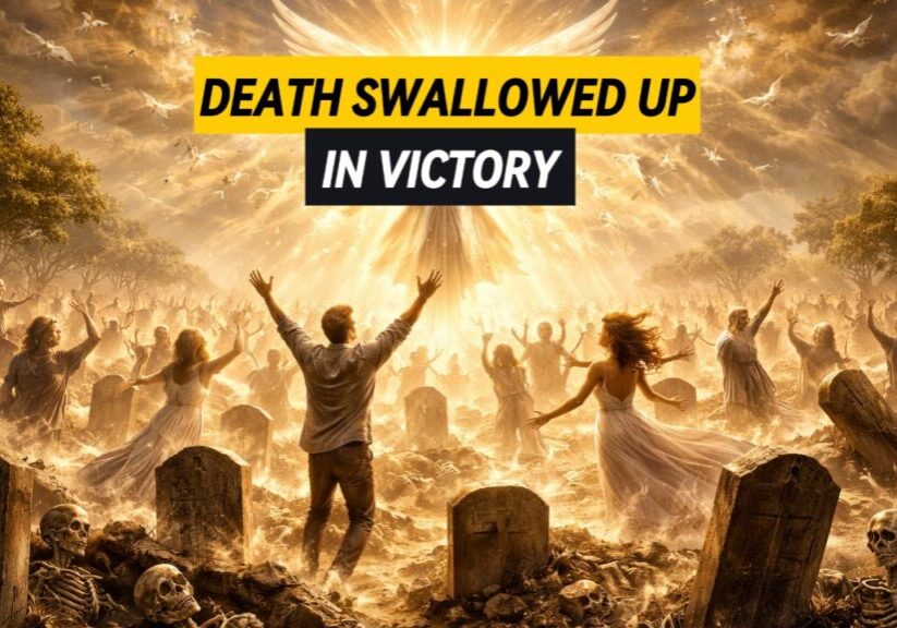 A depiction of people rising out of their graves in victory.