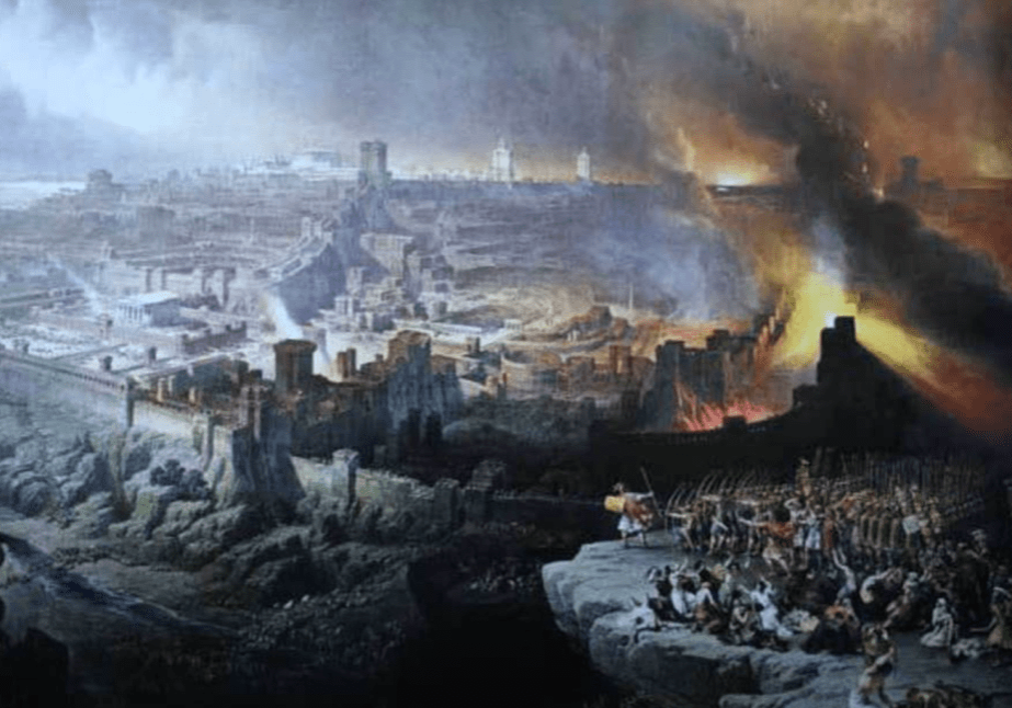 A painting of the destruction of jerusalem by the romans.