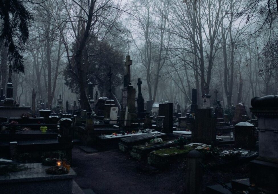 Foggy cemetery