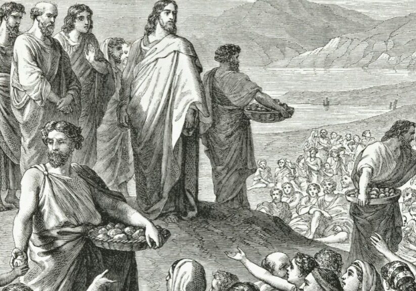 Depiction of Jesus talking to a group of elect