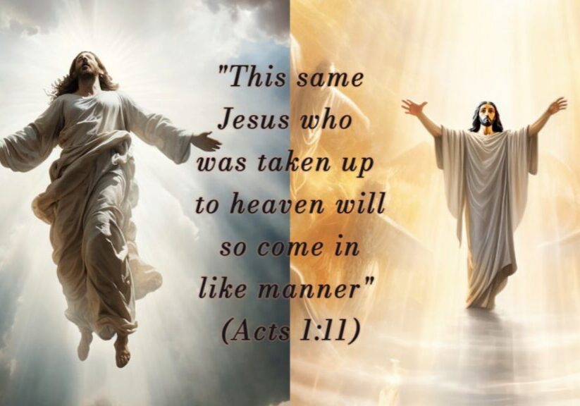 A depiction of Jesus ascending to heaven and descending back to earth