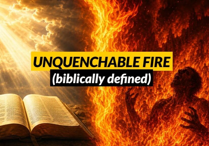 A depiction of a person being burned alive next to an open Bible